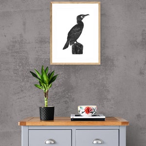 Cormorant Original Linoprint image 8