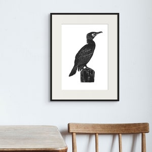 Cormorant Original Linoprint