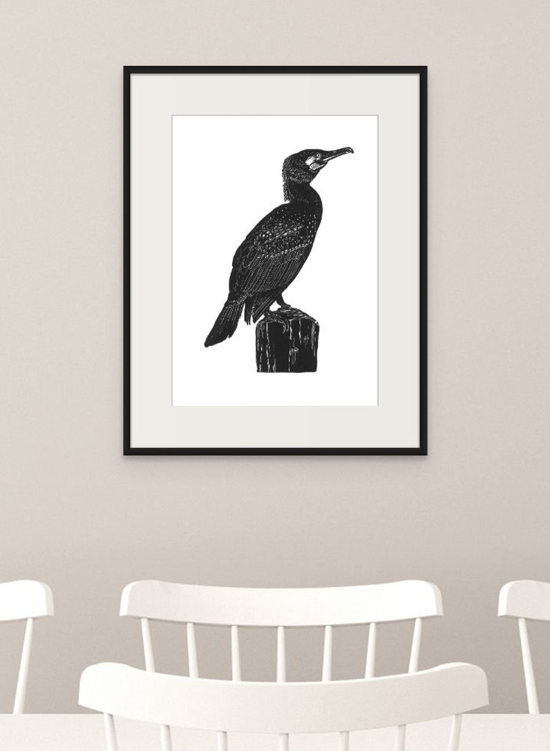 Cormorant Original Linoprint image 9