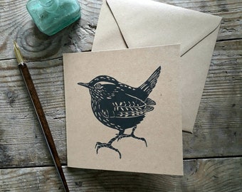 Wren hand printed card