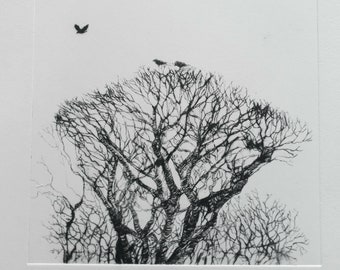 Roeken in Winter Drypoint Engraving Limited Edition