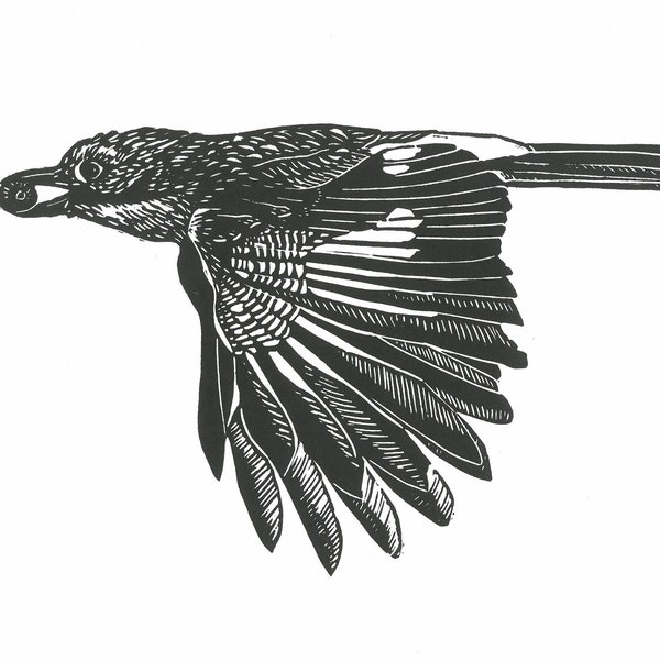 Jay on the Way Original Linocut Print