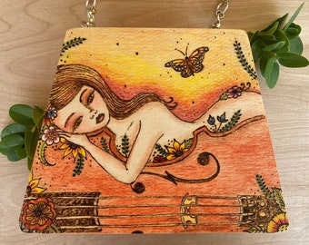 Handmade Wooden Cello Purse, Folk Art Gift