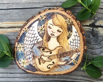 Personalized Electric Guitar Angel Ornament, Gift for Guitar Player