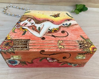 One-of-a-kind  Small Collectible Wooden Purse for Cello or Violin Player