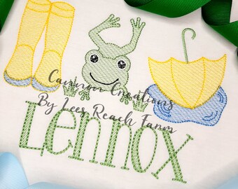 Personalized Spring Shirt - Frog shirt - Rainboot shirt - Rainy day shirt - Umbrella Shirt