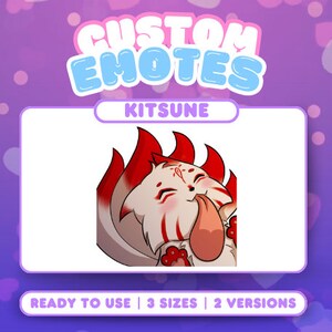 Kitsune Lick Emote | Twitch, Discord, Youtube, Streamer, Stickers, VTuber Emote, Custom Emote | Cute Chibi Anime Art