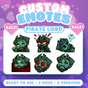 Sea of Thieves Pirate Lord Emote Pack | Twitch, Discord, Youtube, Streamer, Stickers, Custom Emotes, VTuber Emote | Cute Chibi Anime Art