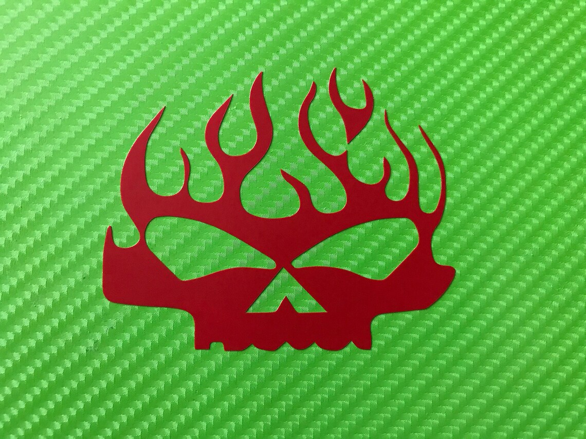 Flaming skull vinyl motorcycle decal sticker Various colours Etsy