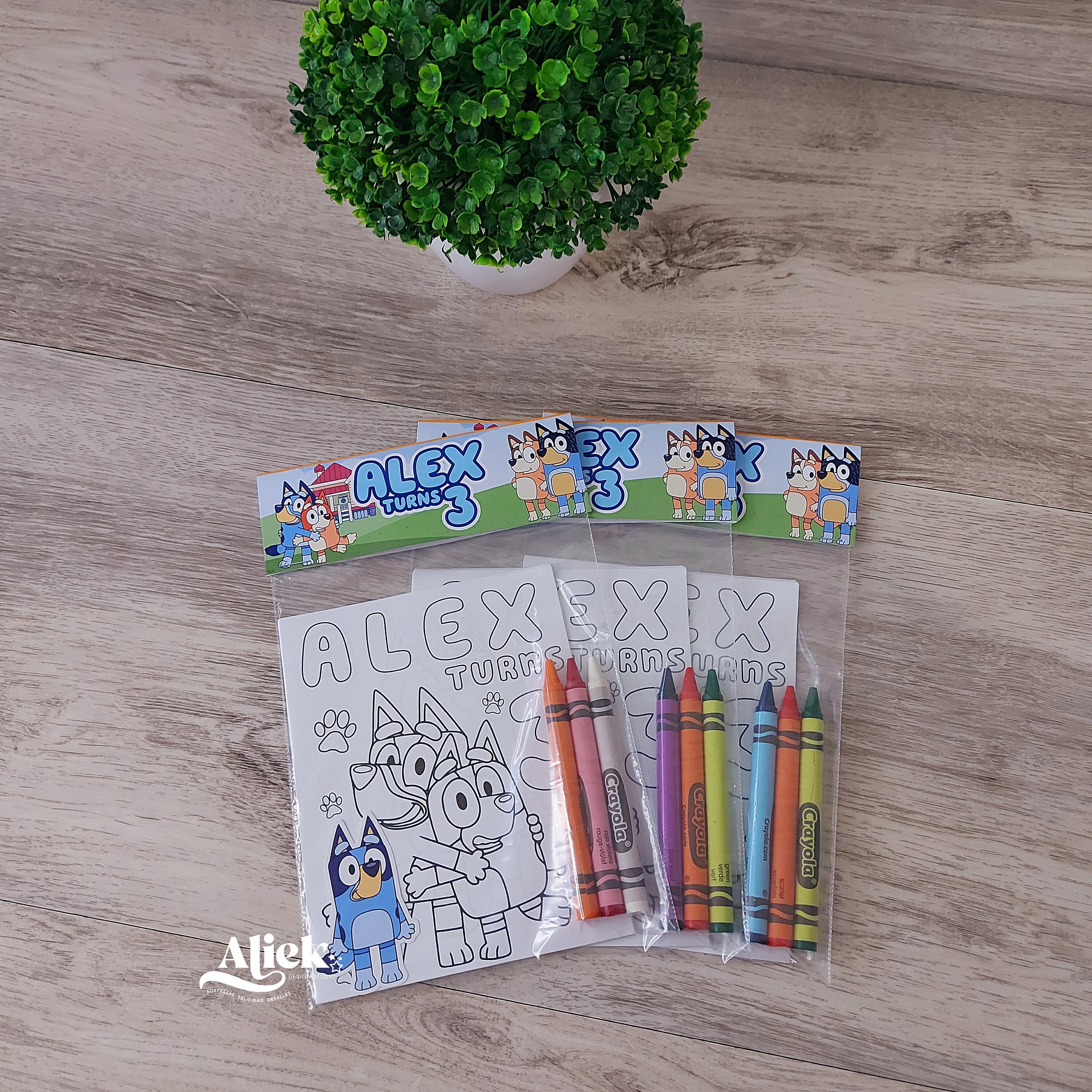 Bluey Coloring Books Set, Pages Birthday, Party Decor, Blue Favor