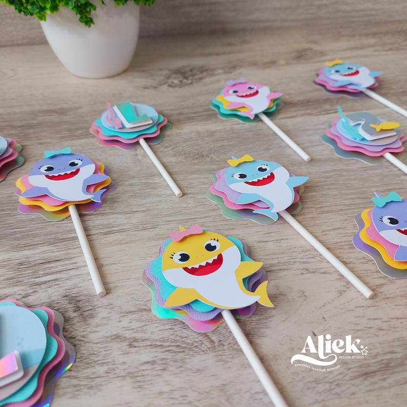 Baby Shark Cupcake Toppers Baby Shark Toppers Baby Shark Etsy