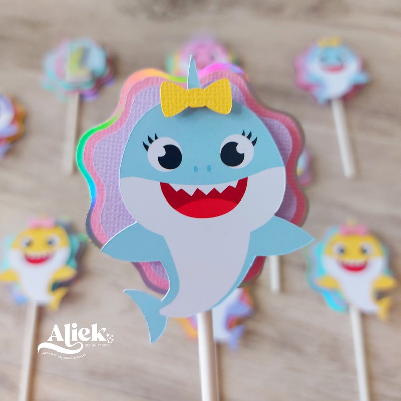 Baby Shark Cupcake Toppers Baby Shark Toppers Baby Shark Etsy