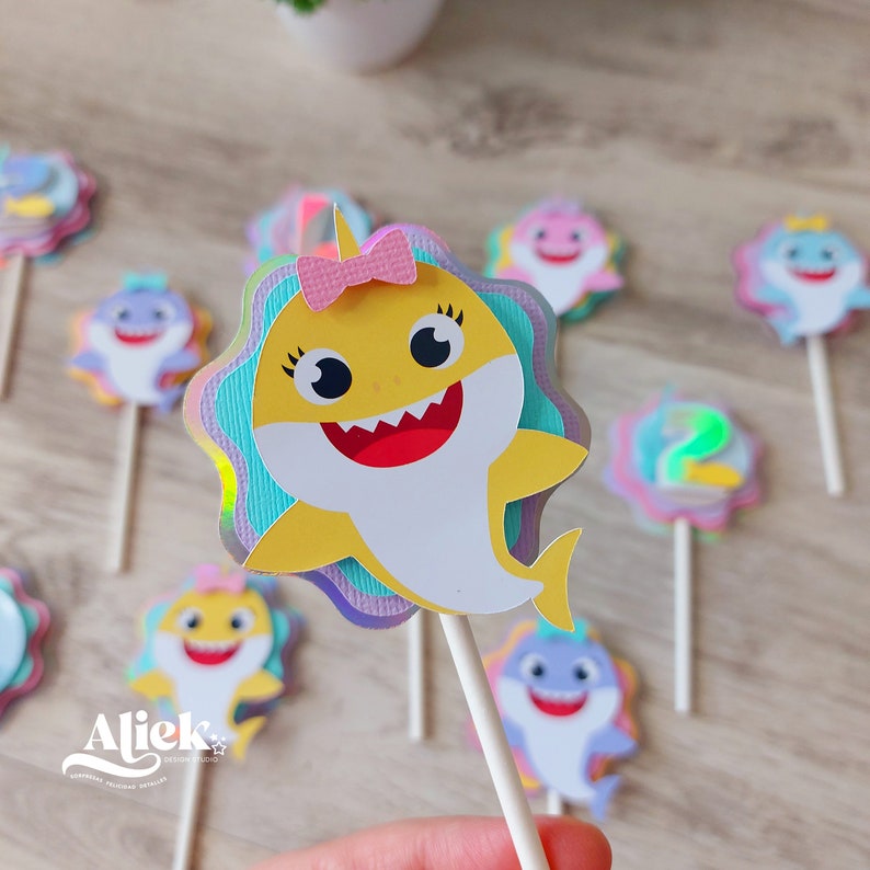 Baby Shark Cupcake Toppers Baby Shark Toppers Baby Shark Etsy