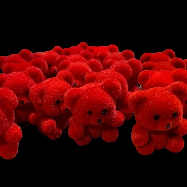 Mini Pastel Flocked Bears-Flocked Miniature Bear Tiny Little Fuzzy Soft Bears