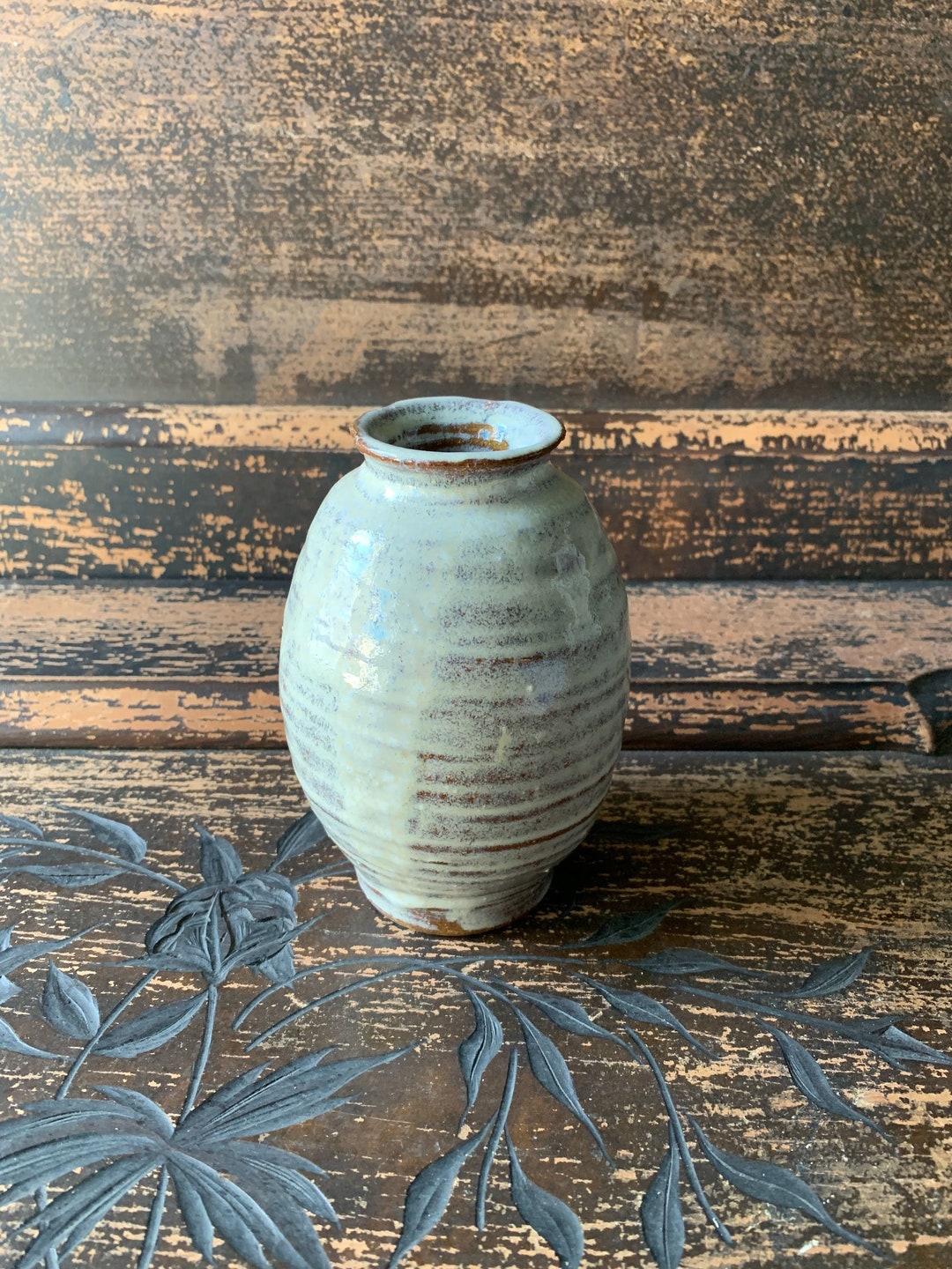 Vintage Clay Vase Pot Glazed White Etsy