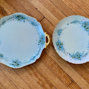 Limoges Haviland Forget-me-not flower Round Platter Serving Dish plate tray Blue and White (M)