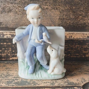 Vintage Carl Scheidig Gräfenthal boy and dog porcelain figurine Made in Germany (M)