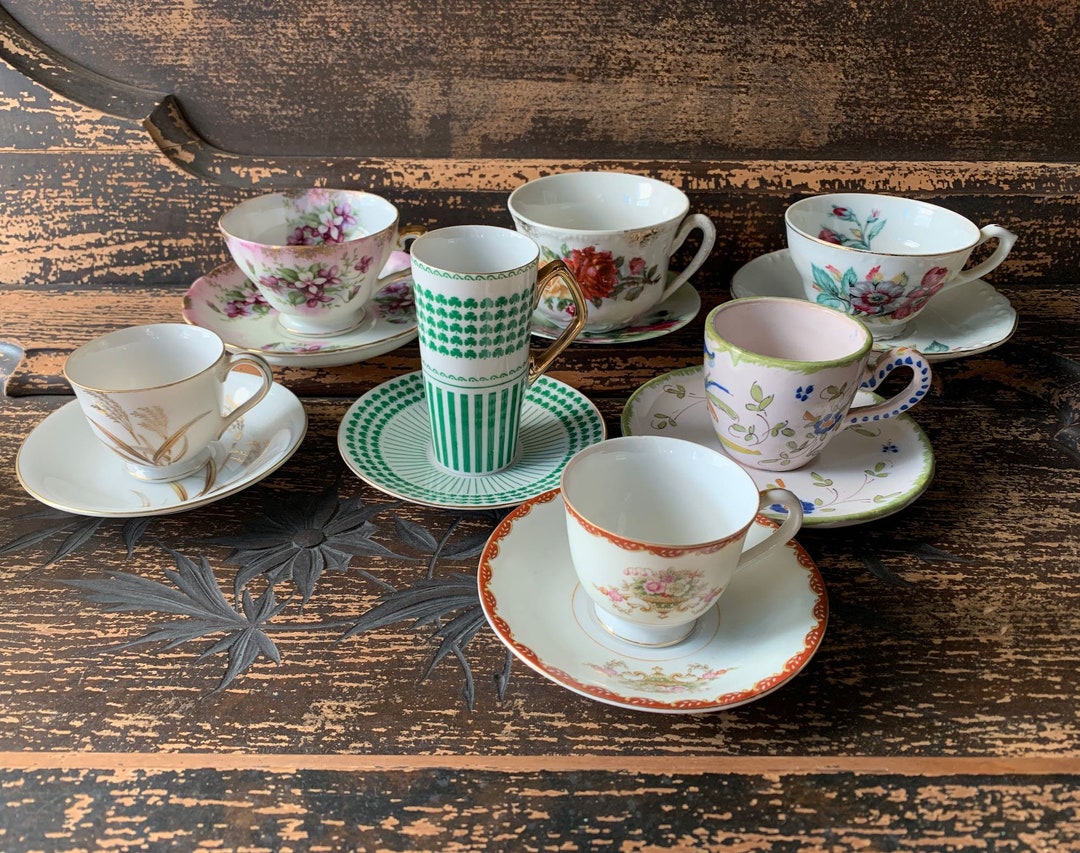 Small Teacups With Saucer You Choose Set Gold Gilded Clover Golden