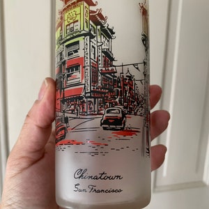 Vintage Libbey Chinatown San Francisco Scenic California Frosted Glass Tumbler
