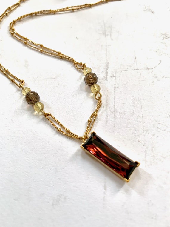 Emerald cut Purple and gold necklace - image 3