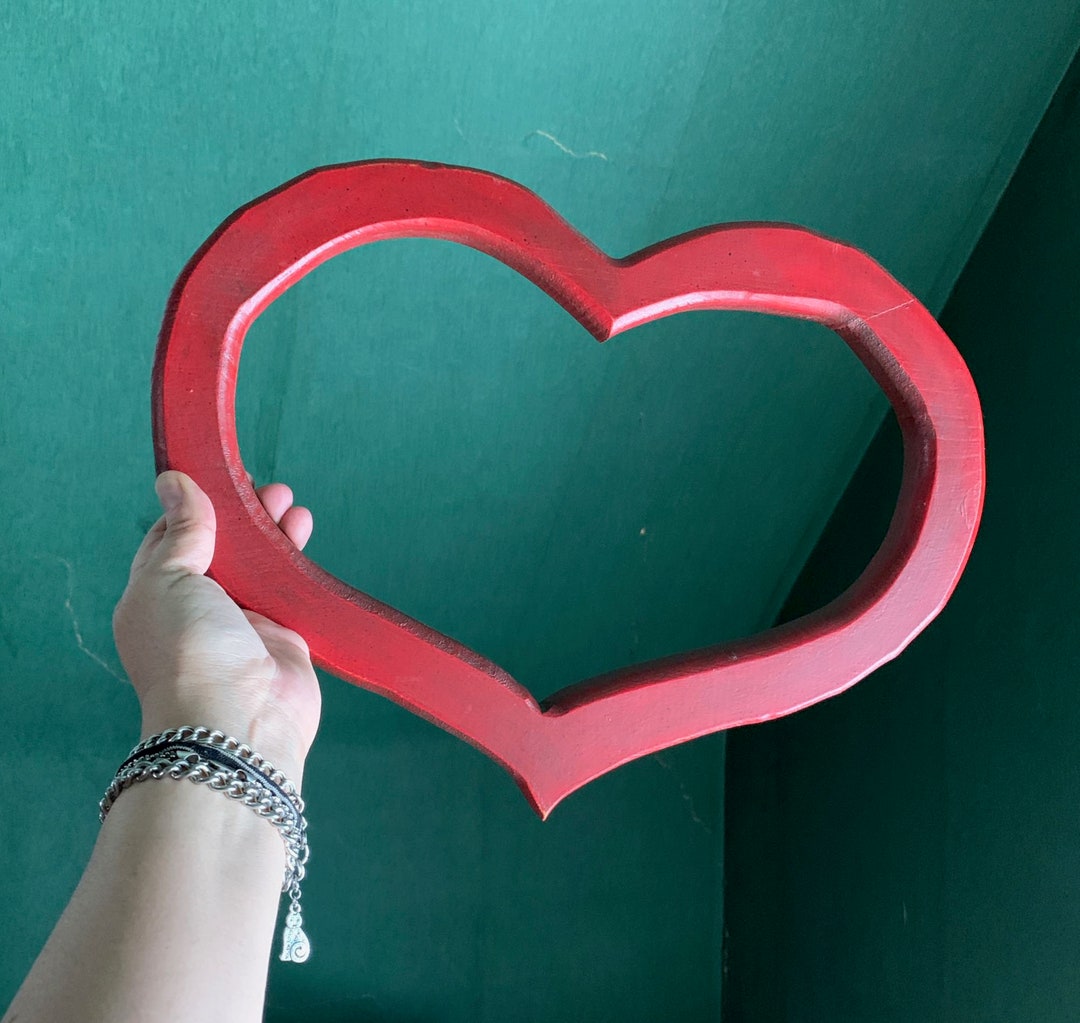 Large Wooden Heartred Heart Wall Hangingwall Decor Etsy