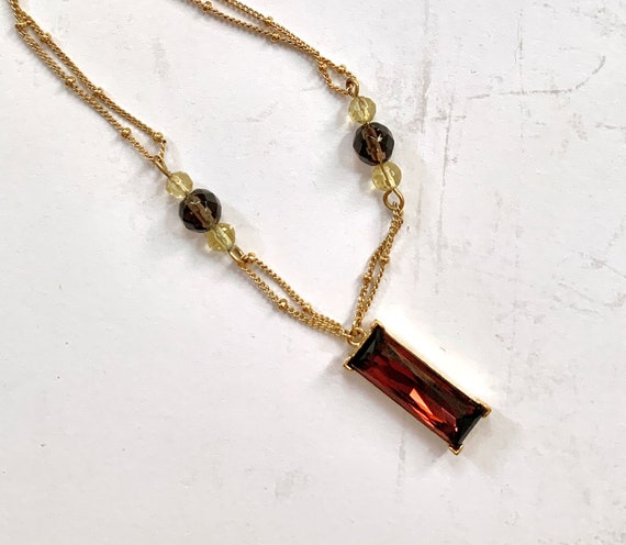 Emerald cut Purple and gold necklace - image 2