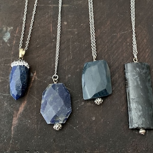 Blue Lapis Lazuli necklace-Lapis point-Dumortierite-Astrophyllite Norway