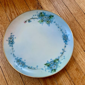 Antique Forget-me-not flower Round Dish plate Blue and White Japan (M)