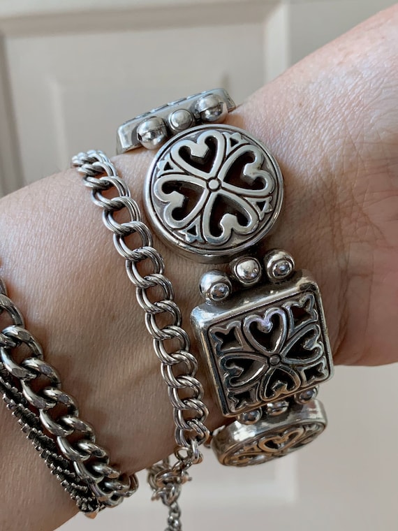 Silver hinged link bracelet Filigree link lattice