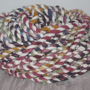 Handmade Boho Twisted Fabric Twine  Fiber Art Cord Rope 2 yards