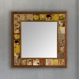 Gustav Klimt Tile Mirror, Tile Mirror, Bohemian Mirror, Art Mirror, Big Wall Mirror, Art Deco Wall Mirror, Christmas Gift, Tile,GUSTAV