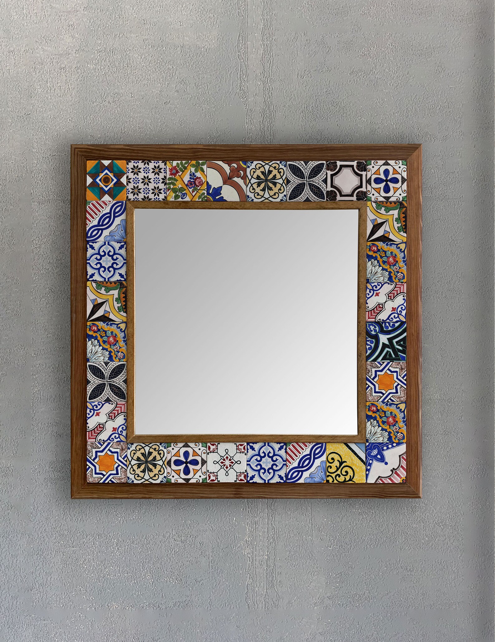 Design Decorative Wall Hanging Ceramic Tile Mirror Handmade Etsy