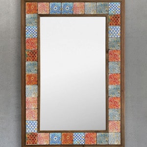 Mirror, Tile Mirror, Ceramic Mirror, Art Deco Wall Mirror, Decorative Mirror, Handmade Wall Mirror, Vintage Mirror, Christmas Gift, Tile