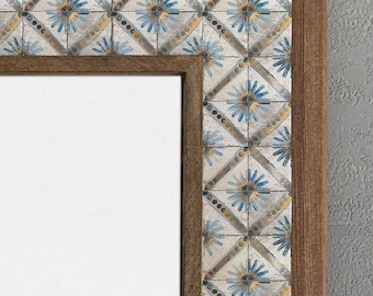 Handmade Travertine Tile Mirror: Rustic Stone Frame Wall Decor,home decors idea ,natural stones