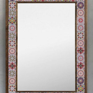 Keramik-Holzspiegel, Spiegel-Wand-Dekor, Wandspiegel für Badezimmer, dekorative Wandspiegel, Mosaik-Spiegel für Wand, Wanddekoration