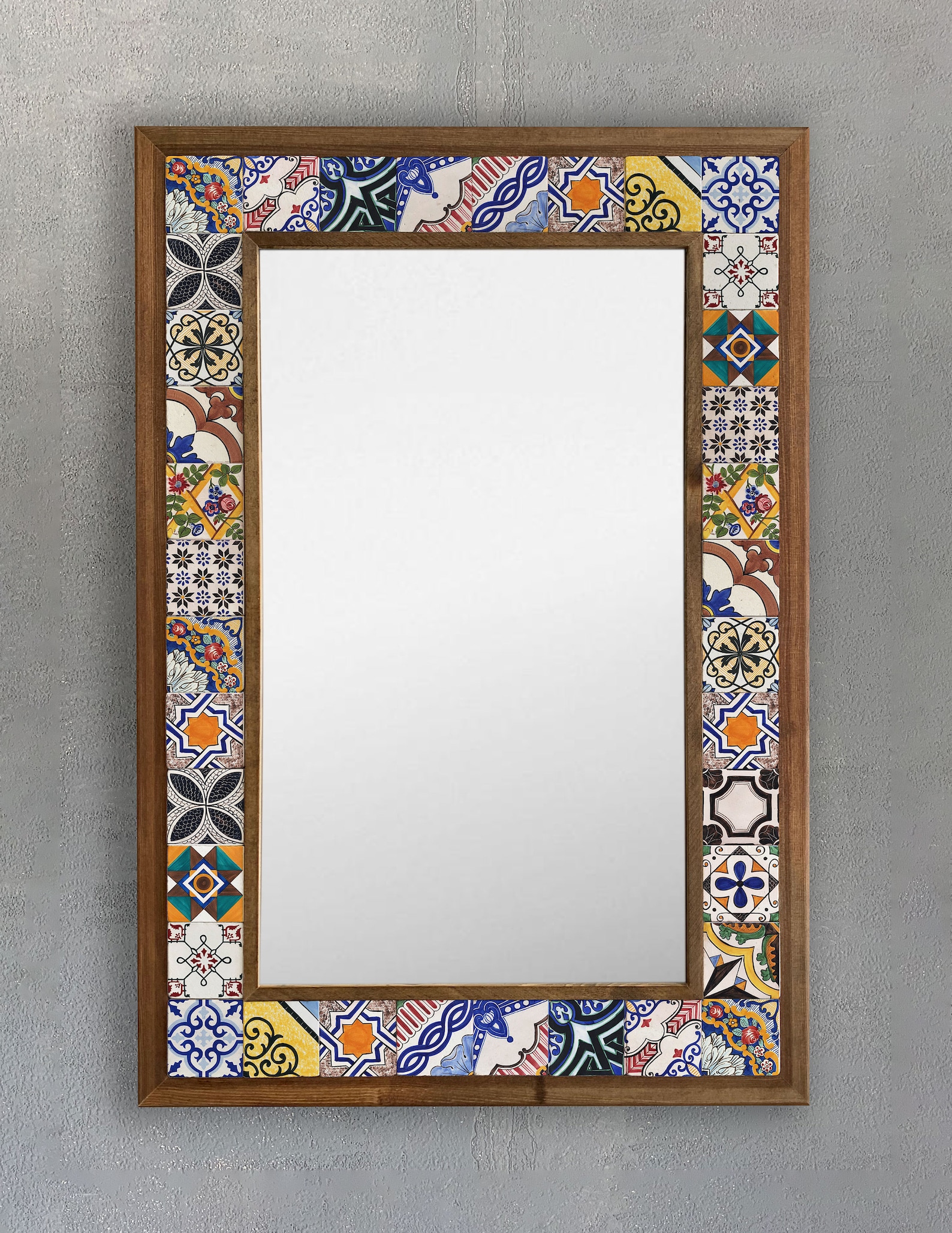 Design Decorative Wall Hanging Ceramic Tile Mirror Handmade Etsy