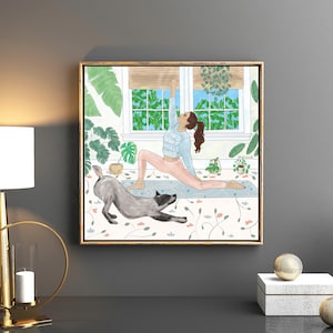 yoga dog, yoga wall art, yoga print, downward facing dog, namaste, yoga gift, yoga pose, yoga wall art, downward dog, yoga teacher gifttext