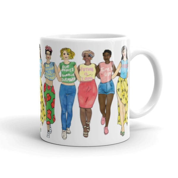 women united art print mug  artist mug feminist coffee coffee time personalised  mug feminist mug feminist gift womens rights girl power mug
