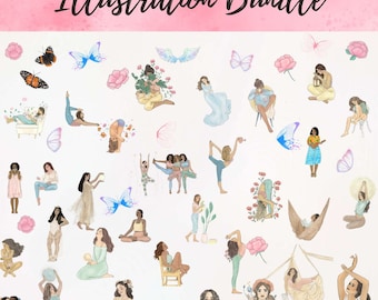 Big Bundle de Noharanda, 40 mujeres, 3 fondos, alas de mariposa y alas de ángel más plantillas de fondos en canva