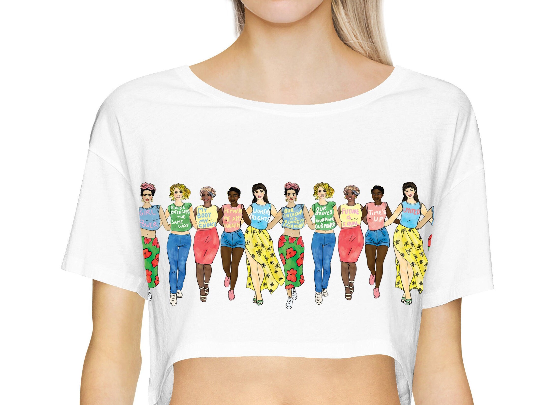 Image of All-Over Print Crop Tee, Aesthetic Clothing, Feminist Art, Crop Top, T Shirttext