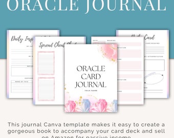 Diario de cartas de Oracle editable en Canva / Paquete de plantillas Canva / Plantillas de Planificador de Tarot / Uso comercial