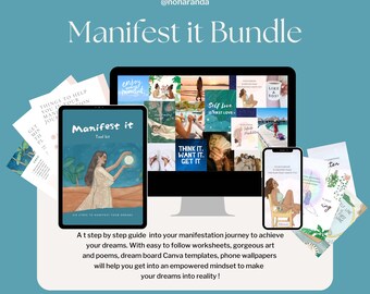 Kit de herramientas de manifestación: Oráculo de la abundancia, afirmaciones, guiones de EFT, tablero de visión, diario, recursos adicionales de Noharanda