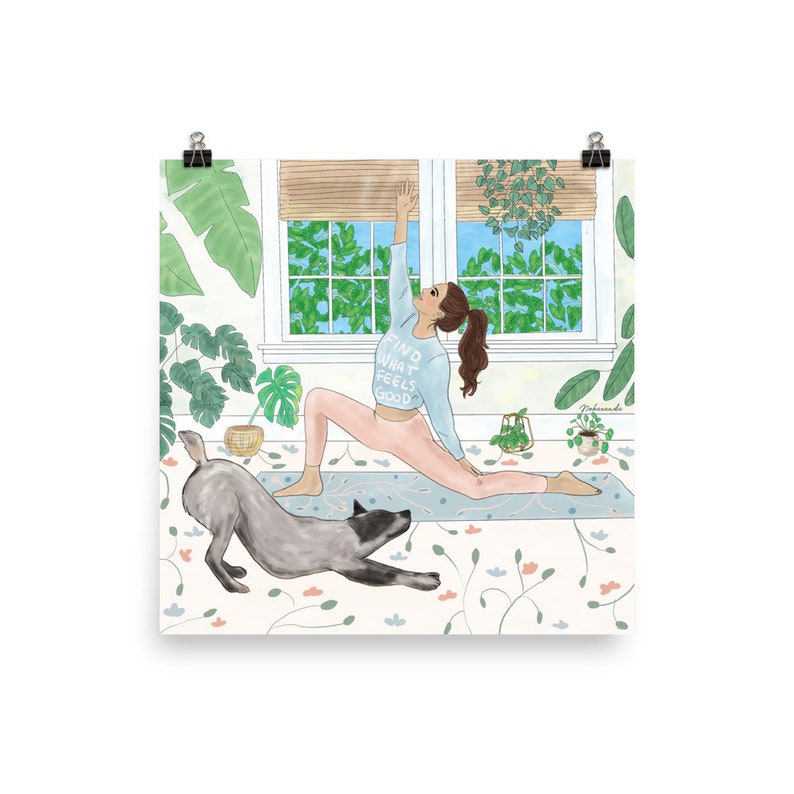 Yoga Dog Yoga Wall Art Yoga Print Downward Facing Dog Etsy