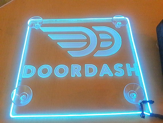 Doordash Delivery Acrylic Logo Car Acrylic Engraving With Aa Controller Light 3 Mode