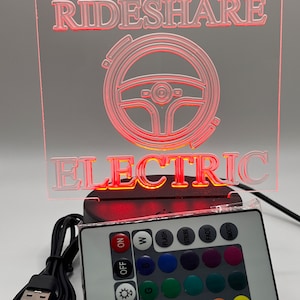 Ridehsare acrylic sign sample uber lyft or any Custom name for Drivers RGB COLOR Car Deluxe sign Acrylic engraving Multicolor Modern Car