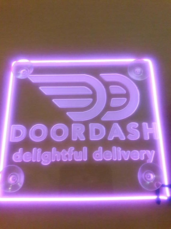 Doordash Delivery Acrylic Logo Car Acrylic Engraving With Aa Controller Light 3 Mode