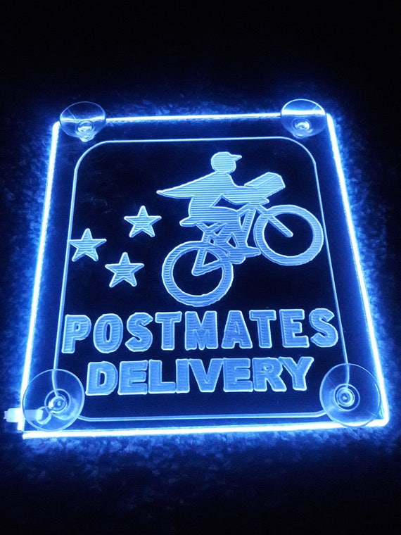 Postmates Delivery Led Car Sign Acrylic Engraving With Aa Etsy