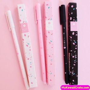 Romantic Japanese Sakura Flower Gel Pen Cute Pen Set, Cherry Blossom Pen, Planner Accessories, Floral Pens, Flower Pens, Japan Stationery 3 Pc SET (1 of Each)