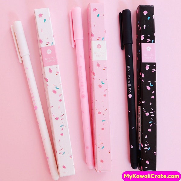 Romantic Japanese Sakura Flower Gel Pen ~ Cute Pen Set, Cherry Blossom Pen, Planner Accessories, Floral Pens, Flower Pens, Japan Stationery