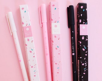 Romantic Japanese Sakura Flower Gel Pen ~ Cute Pen Set, Cherry Blossom Pen, Planner Accessories, Floral Pens, Flower Pens, Japan Stationery